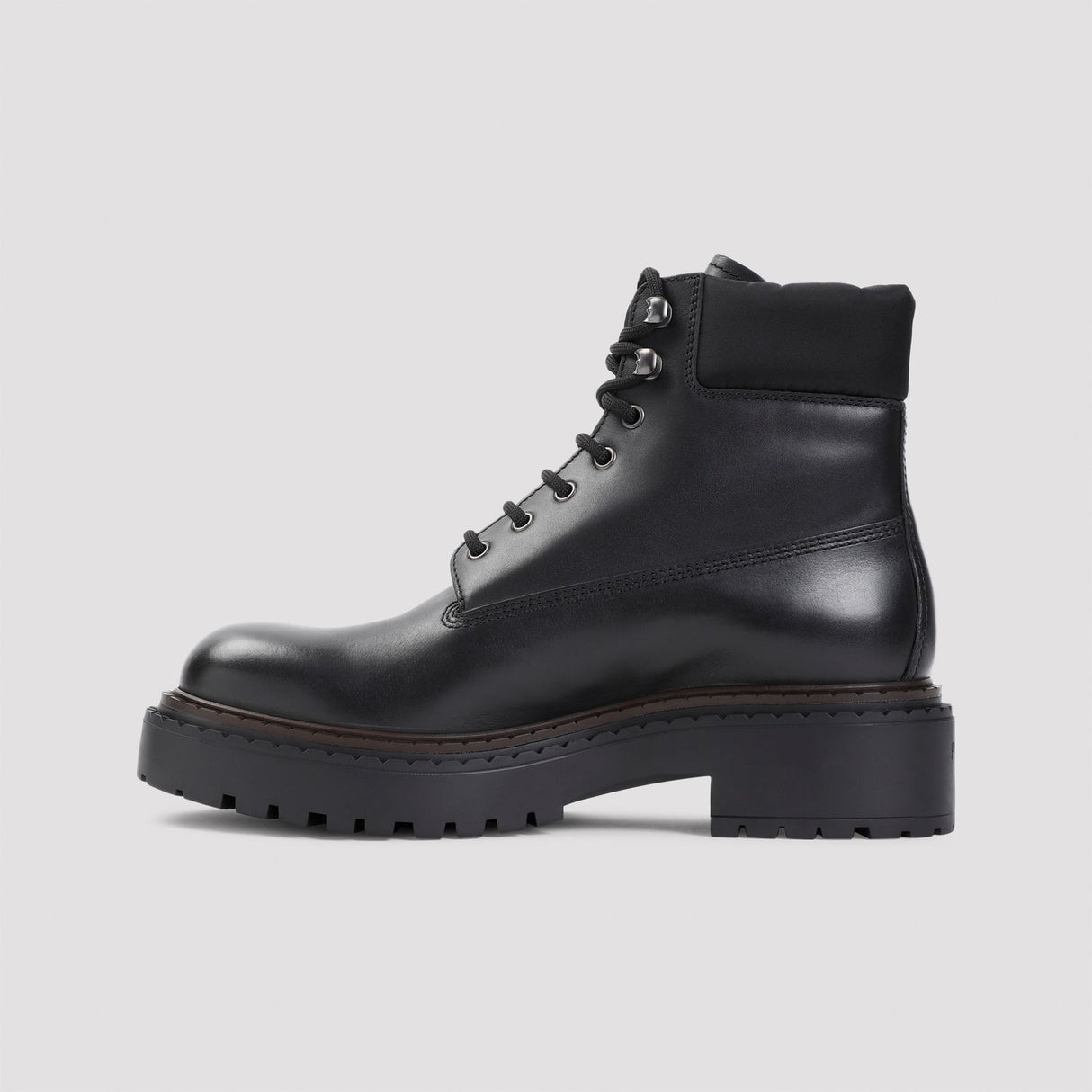 PRADA Men's Leather Boots with 4.5cm Heel Height