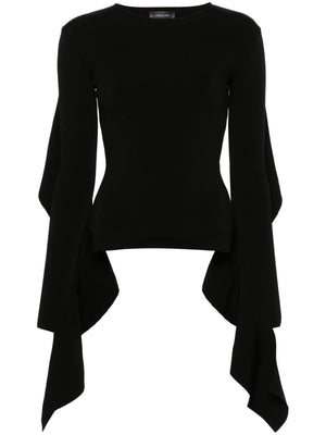 MUGLER Black Asymmetric Design Knit Top for Women