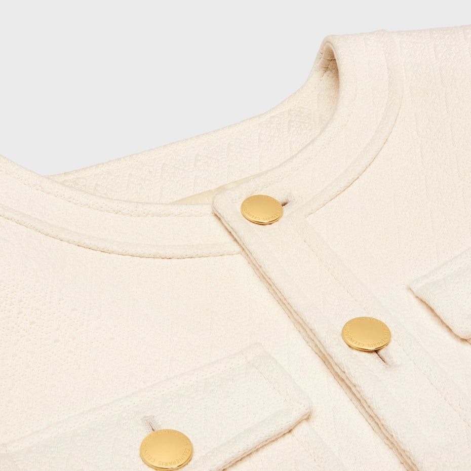 CELINE Effortlessly Stylish Short Jacket for Women in Crudo - SS24 Collection