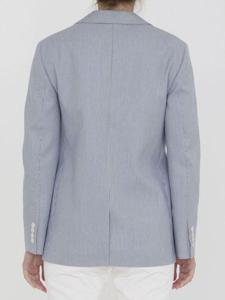 藍白條紋單排扣女士夾克