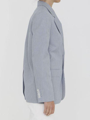 CELINE Striped Single-Breasted Jacket in Shades of Blue and White for Women