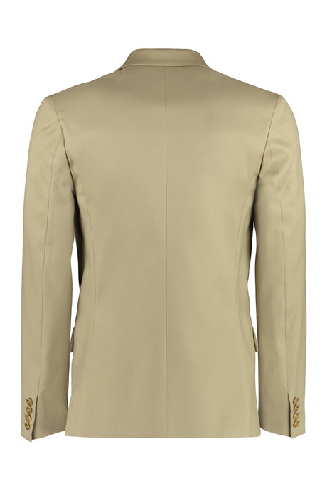 VALENTINO Double-Breasted Beige Cotton Blazer with Peak Lapel Collar for Men