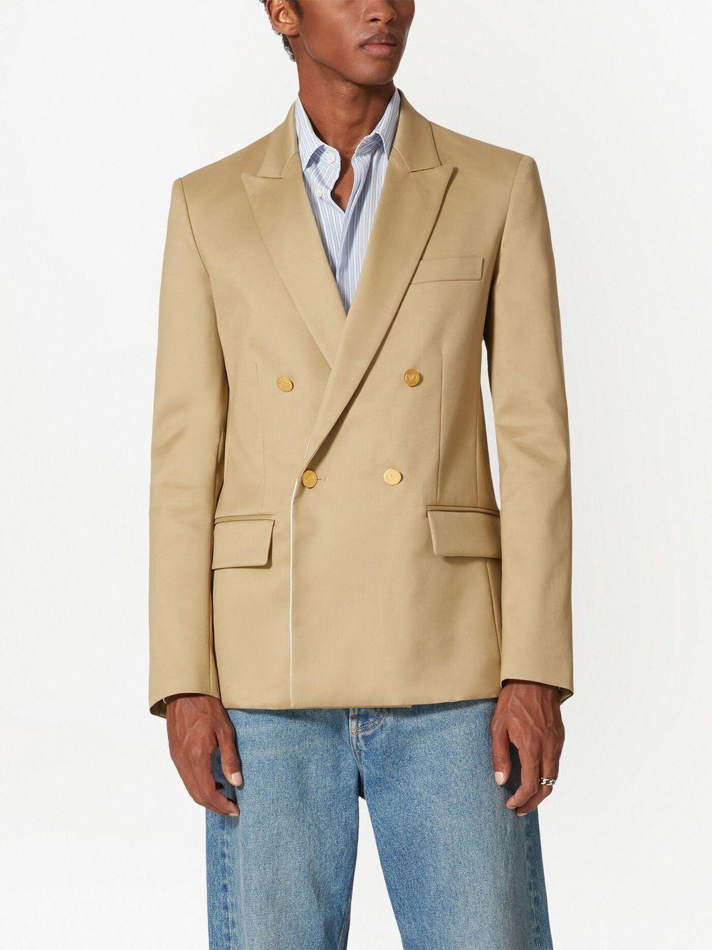 VALENTINO GARAVANI Blue Double-Breasted Blazer with Rear Vents for Men