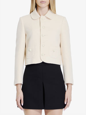 CELINE Luxurious Ivory Cashmere-Wool Blend Jacket