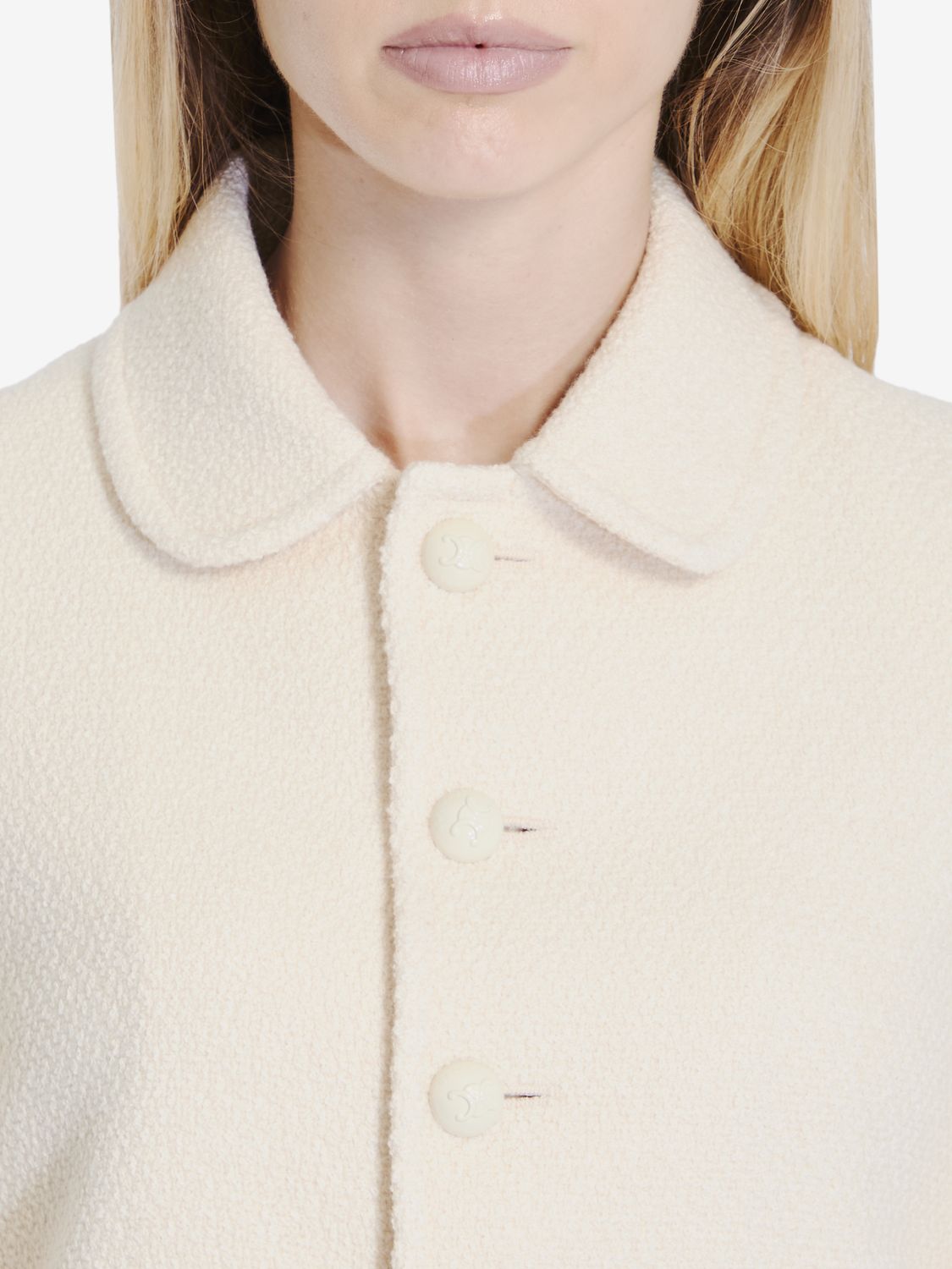 CELINE Luxurious Ivory Cashmere-Wool Blend Jacket