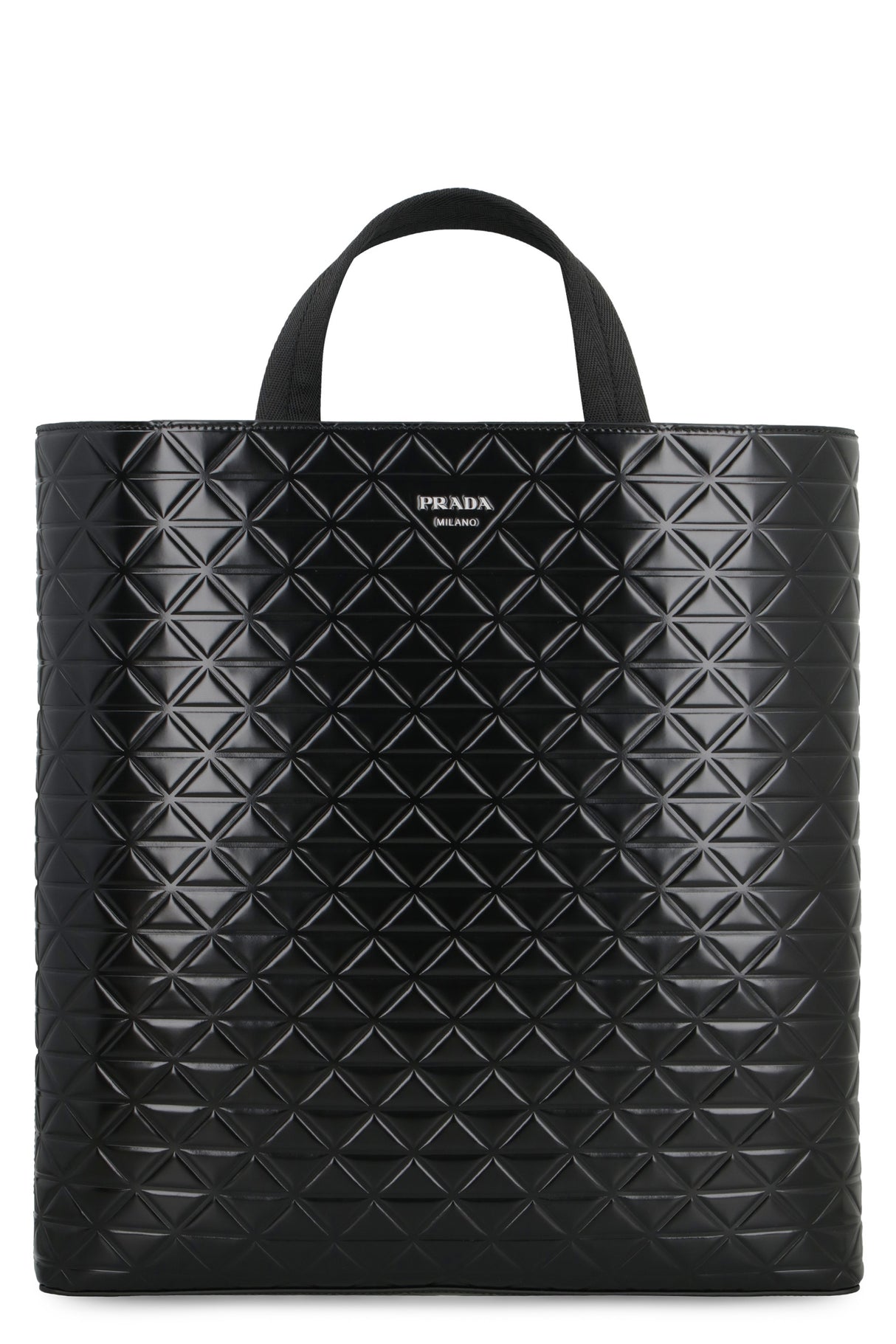 PRADA Men's Smooth Leather Tote Handbag in Black for FW24