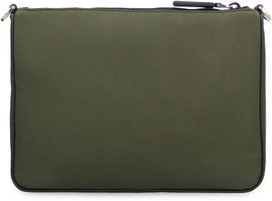 PRADA Green Recycled Nylon Messenger Bag with Leather Details