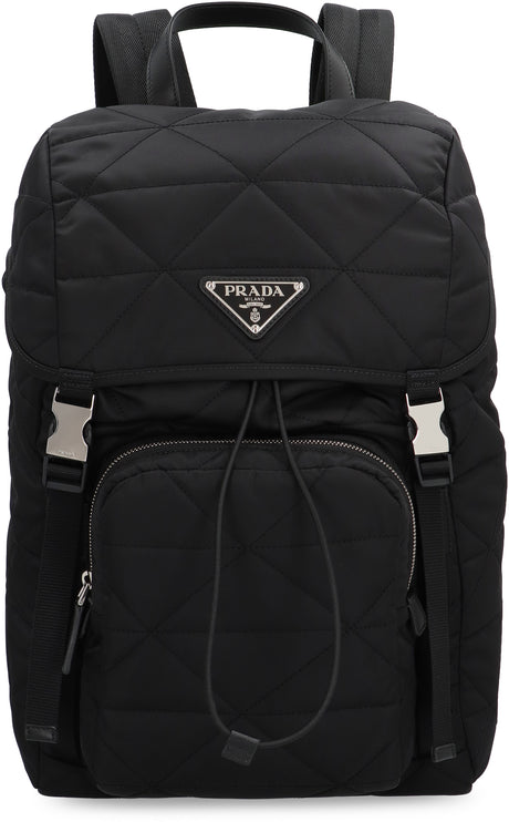 PRADA Sleek Black Re-Nylon Backpack for Men - FW23 Collection