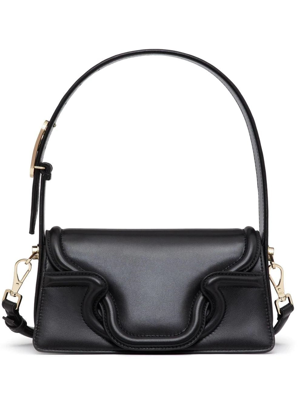 Black Leather Shoulder Handbag for Women: SS23 Collection