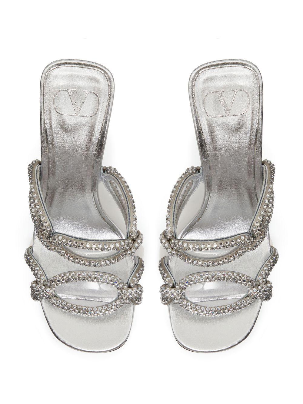 VALENTINO GARAVANI Silver Chain Slide Sandals for Women - SS23 Collection