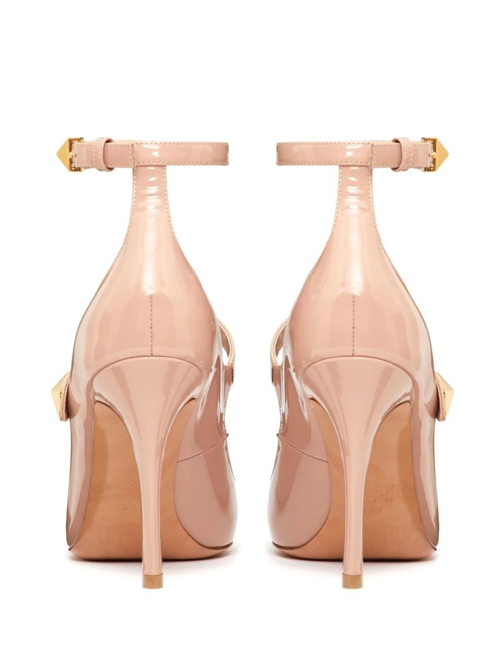 VALENTINO Nude Leather Double Strap Pumps for Women - SS23 Collection
