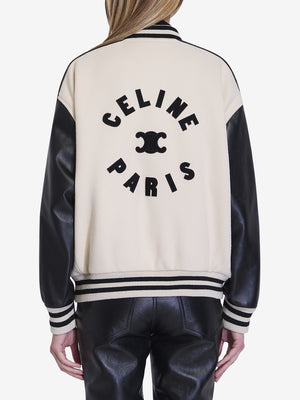 CELINE Wool Blend Teddy Jacket with Lambskin Inserts - Regular Fit