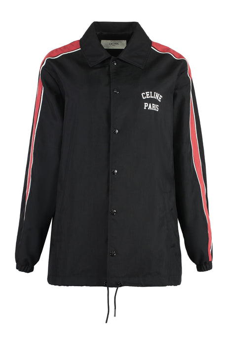 CELINE Logo Print Tech Nylon Jacket with Adjustable Drawstring