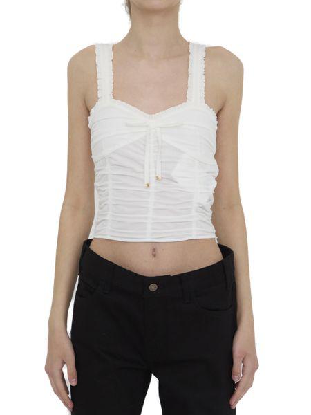 Áo Croptop Xếp Ly Bằng Vải Cotton và Lụa