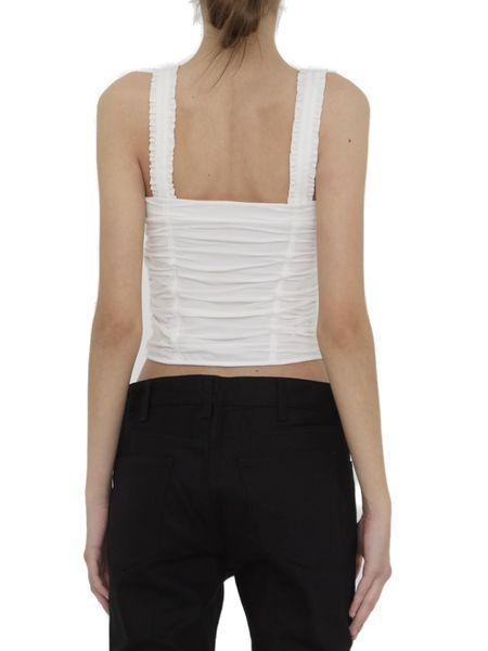 Áo Croptop Xếp Ly Bằng Vải Cotton và Lụa