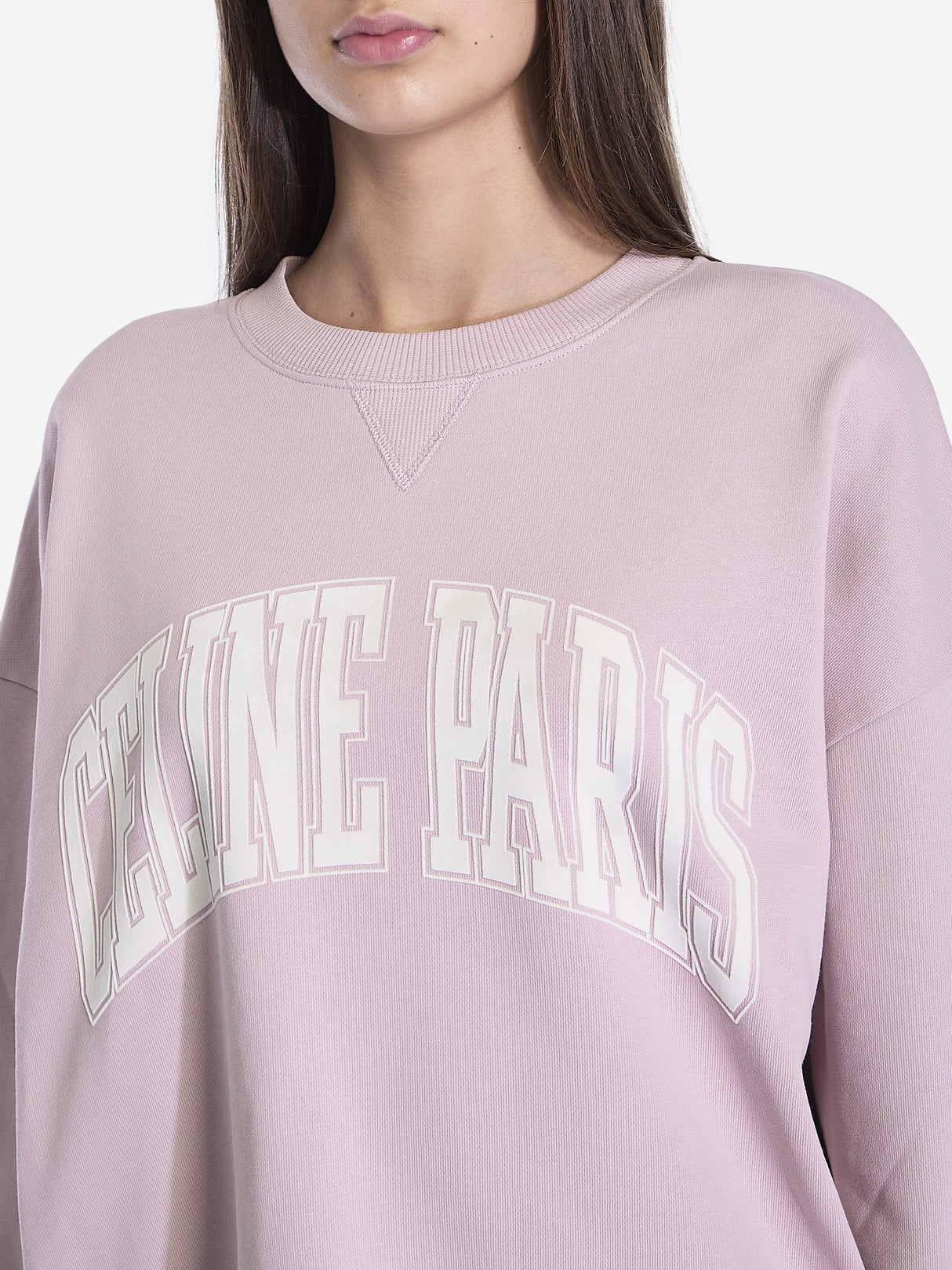 CELINE Oversized Crewneck Sweatshirt with Logo - Women’s Pink