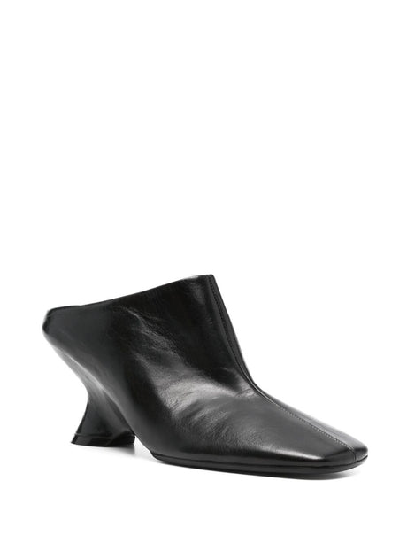 DRIES VAN NOTEN Leather Wedge Sabot - 8 cm Heel