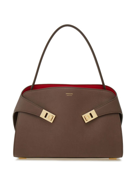 Ferragamo Two-Tone Soft Medium Shoulder Handbag - W 34 x H 25.5 x D 15.5 cm