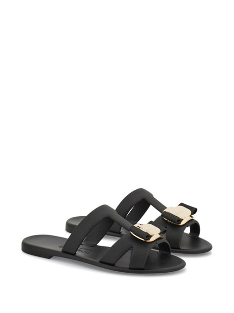 Ferragamo New Vara Rubber Slide Sandals - 0.5 cm Heel for Men