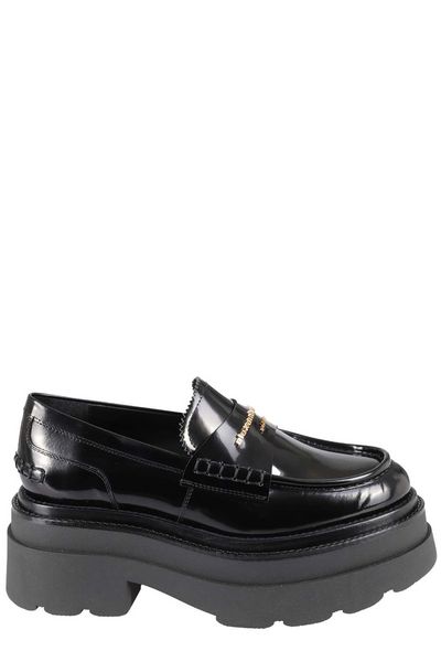 ALEXANDER WANG Raffia Platform Loafers with 7.5cm Heel