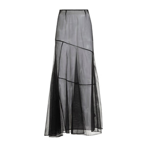 SIMONE ROCHA Elegant Sheer Black Bias-Cut Skirt