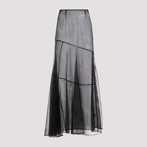 SIMONE ROCHA Elegant Sheer Black Bias-Cut Skirt