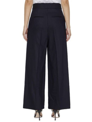 Blue Raffia Striped Pants for Women