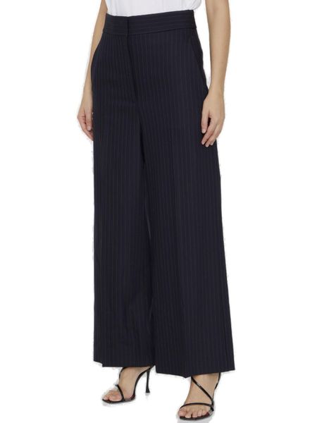 Blue Raffia Striped Pants for Women