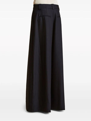 KHAITE Blue Pinstriped Wide Leg Trousers for Women