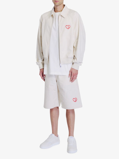 DIOR HOMME Heart Embroidered Cotton Bermuda Shorts