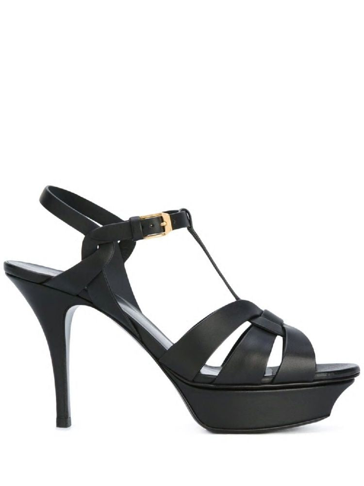 Sandal da đen cho phụ nữ với độ cao 11 cm và nền tảng - FW23