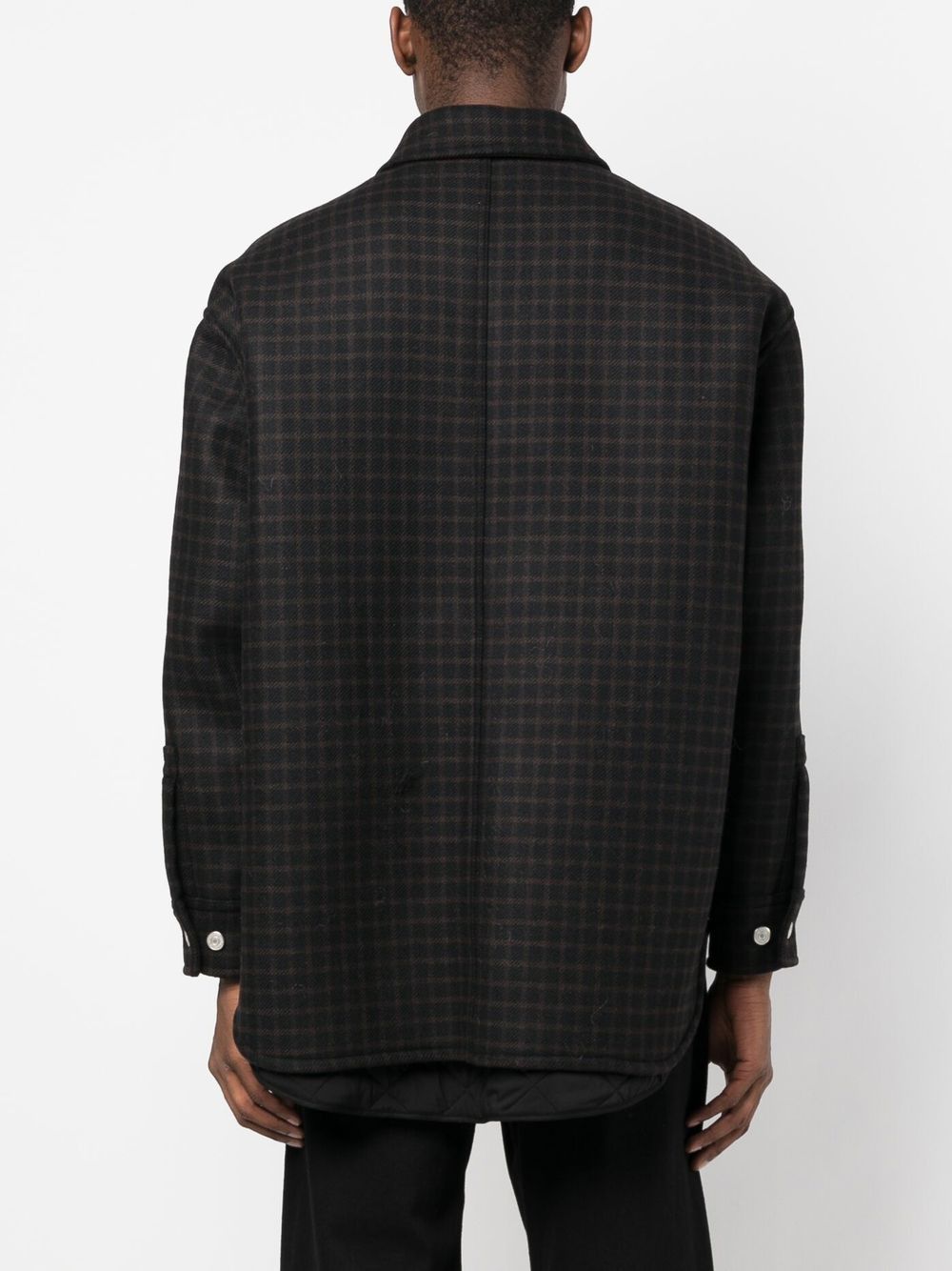 Oversized Black and Chocolate Vichy Wool Men's Shirt for FW22