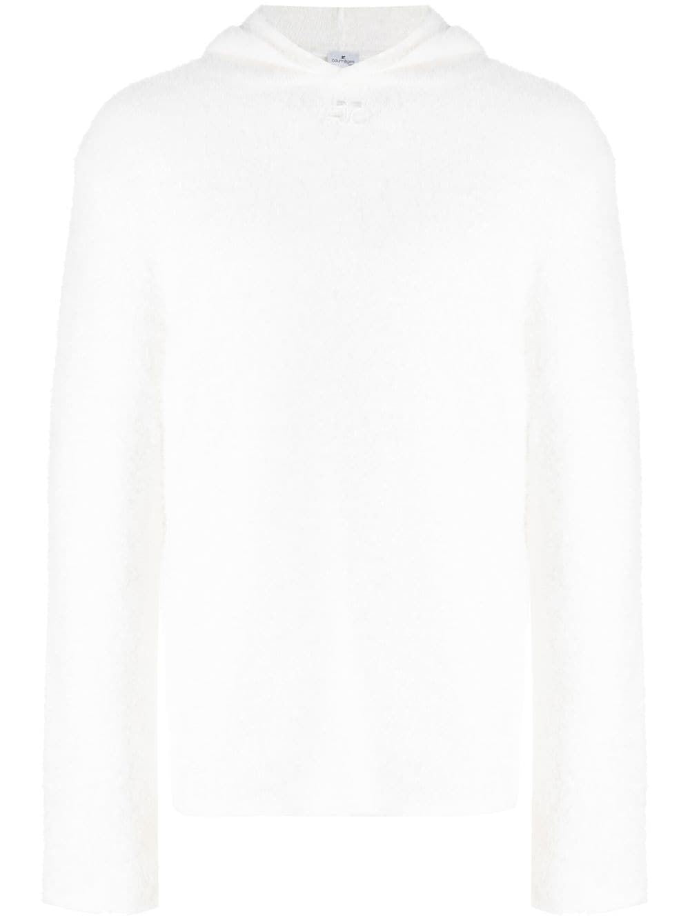 COURREGÈS Men's White Hairy Hoodie for FW23