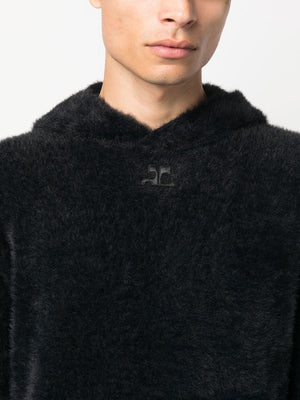 COURREGÈS Faux Fur Embroidered Hoodie for Men - Perfect Addition to Your FW23 Wardrobe