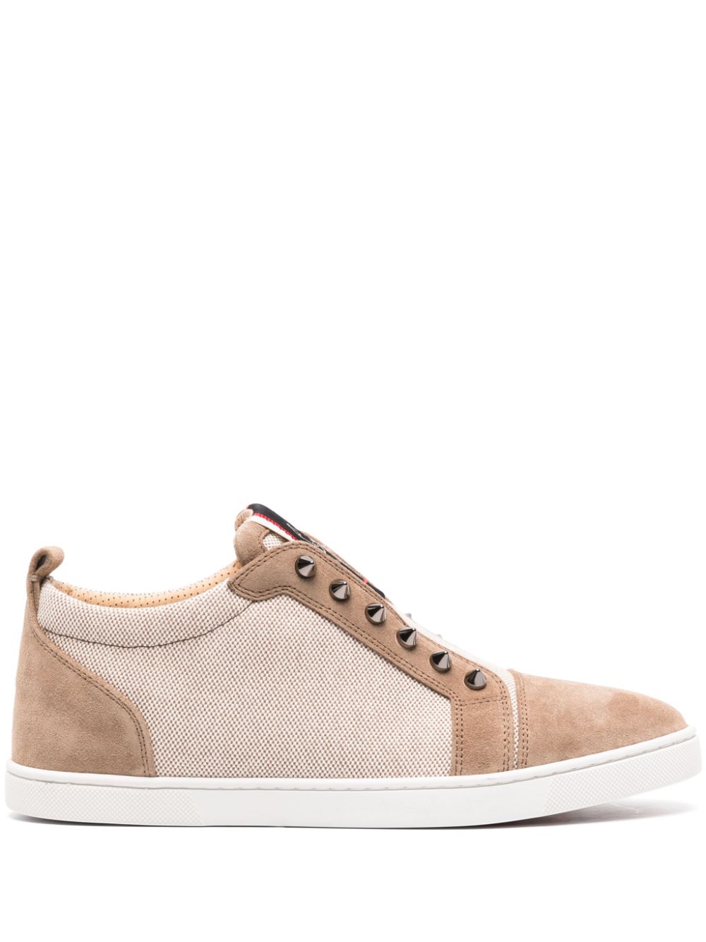 CHRISTIAN LOUBOUTIN Brown Low-Top Sneakers for Men, with Spike Stud Detailing and Logo Patch