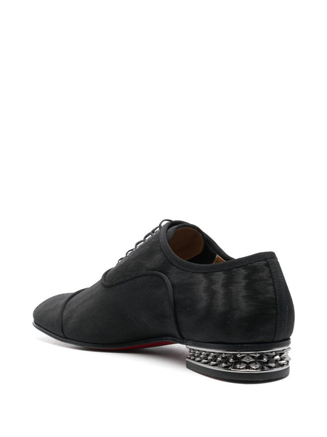 Black Spike-Detail Leather Oxford Shoes for Men