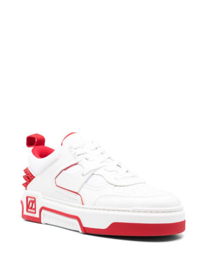 CHRISTIAN LOUBOUTIN Astroloubi High-Top Sneakers in White & Red