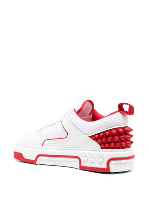 CHRISTIAN LOUBOUTIN Astroloubi High-Top Sneakers in White & Red