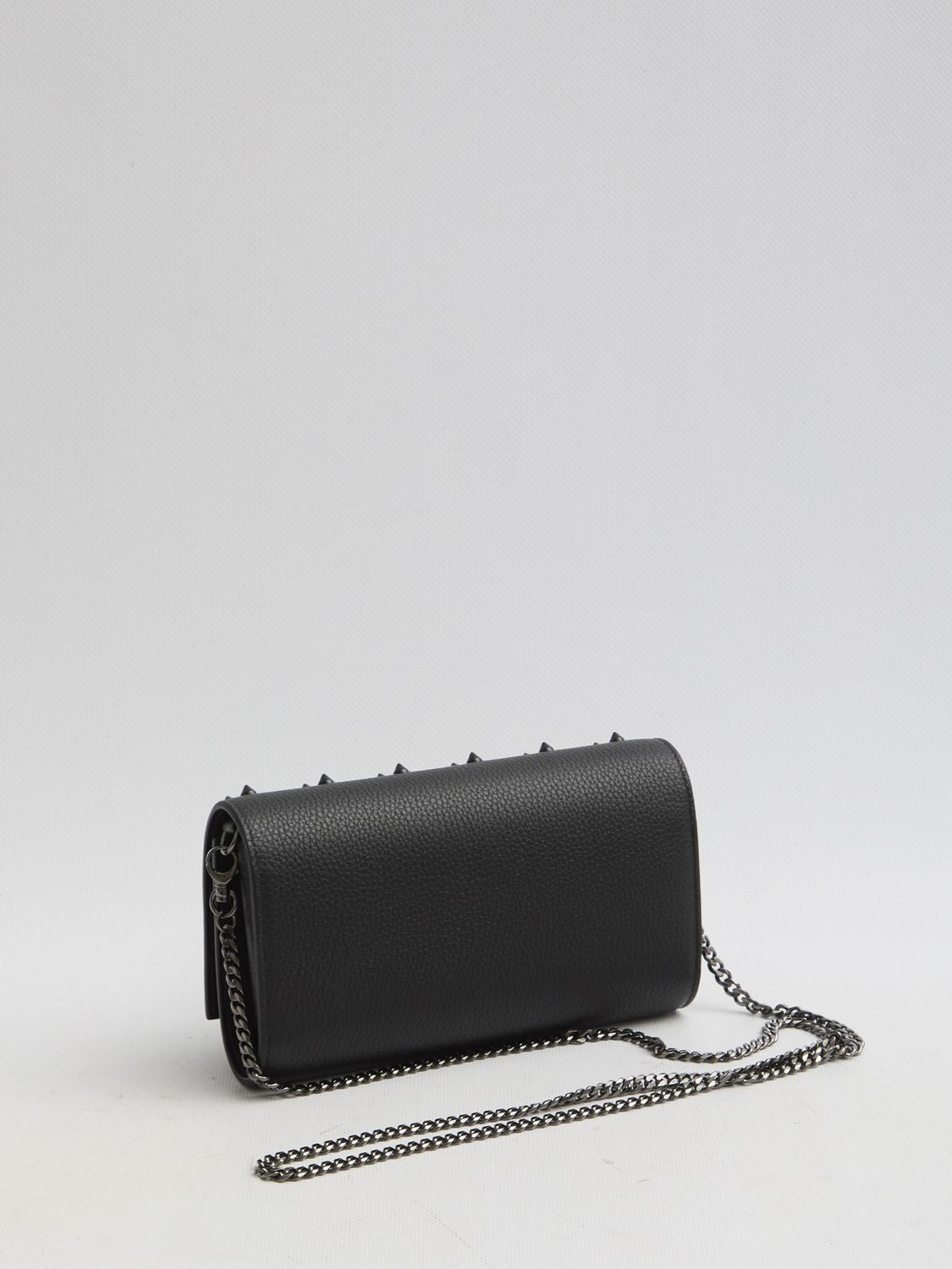 CHRISTIAN LOUBOUTIN Mini Chain Wallet in Black Grained Calfskin