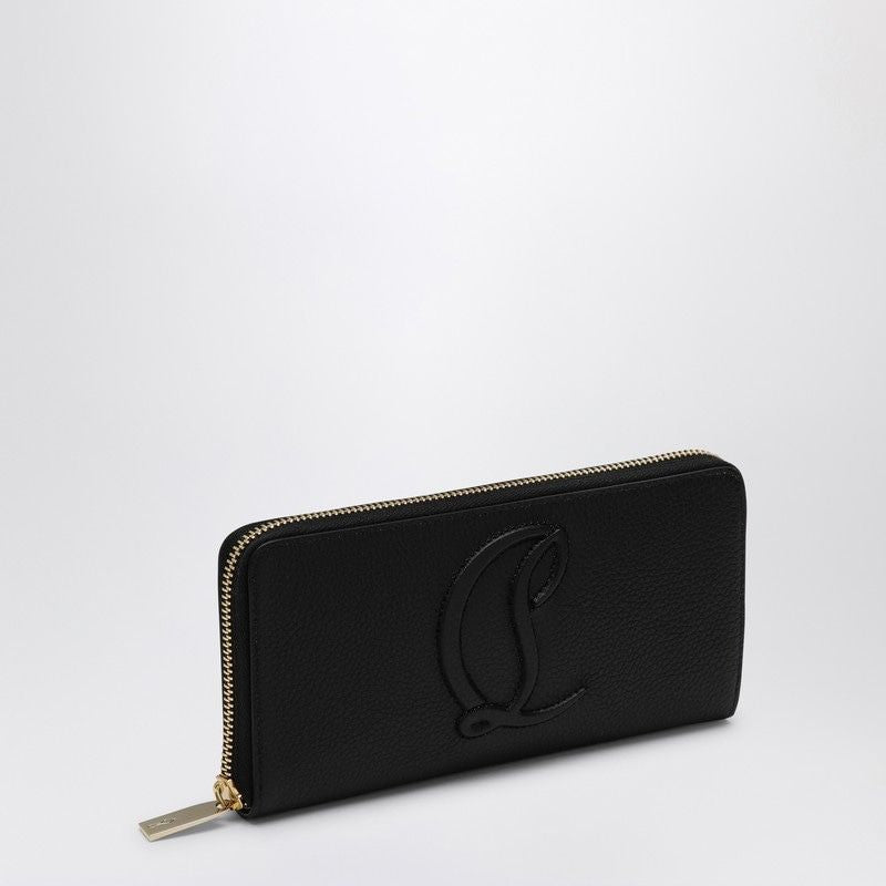 CHRISTIAN LOUBOUTIN Elegant Black Grained Leather Mini Wallet