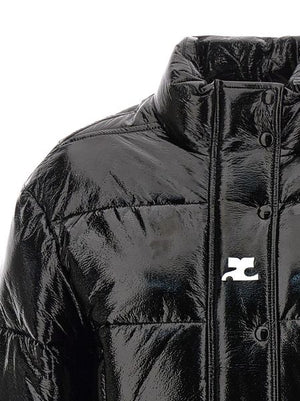 COURREGÈS Glossy Vinyl Quilted High-Neck Puffer Jacket