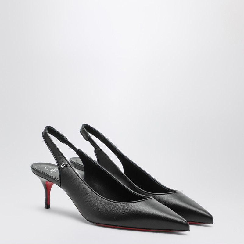 CHRISTIAN LOUBOUTIN Sleek and Chic Pointed Toe Black Leather Pumps for Women