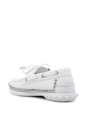 CHRISTIAN LOUBOUTIN WHITE 100% Leather LEATHER SMOOTH GRAIN FLAT SHOES