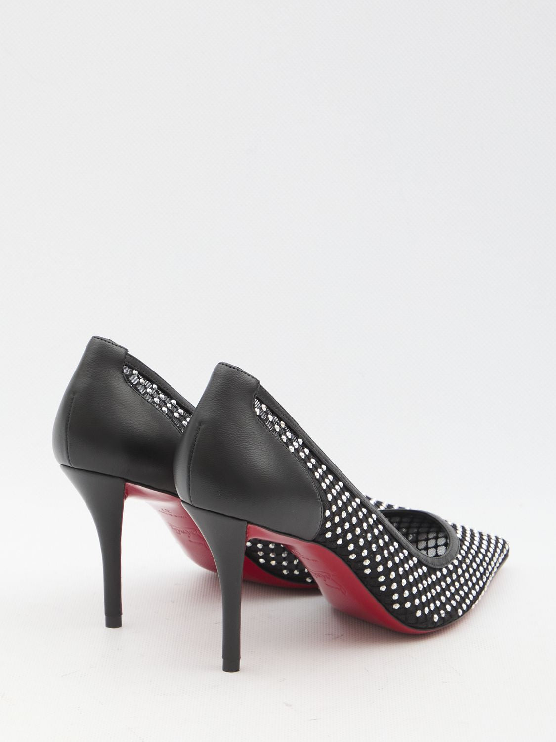 CHRISTIAN LOUBOUTIN Apostrophe Mesh Strass Pumps - 8cm Stiletto Heel