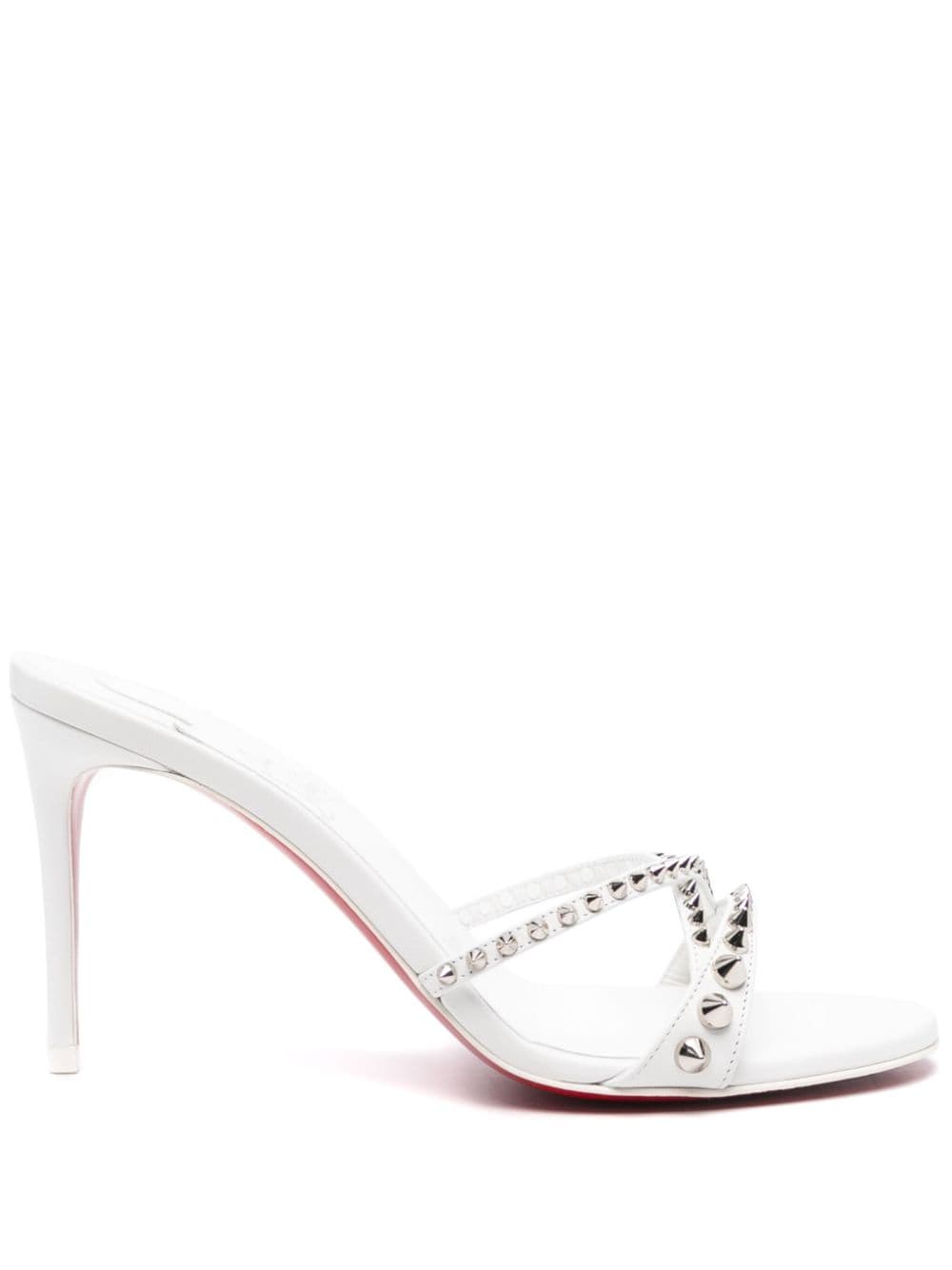 CHRISTIAN LOUBOUTIN Spiked Almond Open Toe Crossover Strap Sandals 85MM