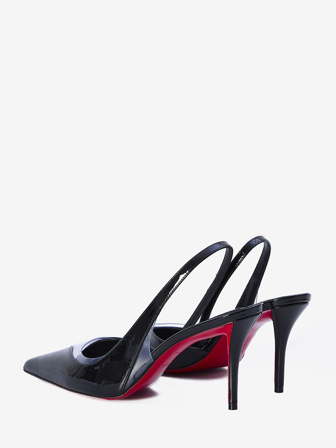 CHRISTIAN LOUBOUTIN Elegant Slingback Stiletto Pumps with Transparent Design, 8cm Heel