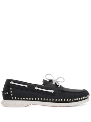 CHRISTIAN LOUBOUTIN Sleek Studded Leather Boat Shoes