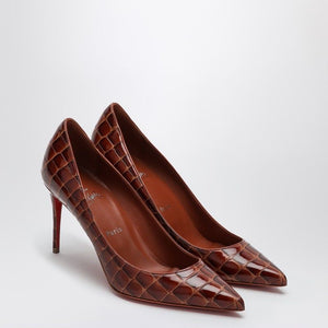 CHRISTIAN LOUBOUTIN Acajou Brown Alligator Embossed Leather Pumps