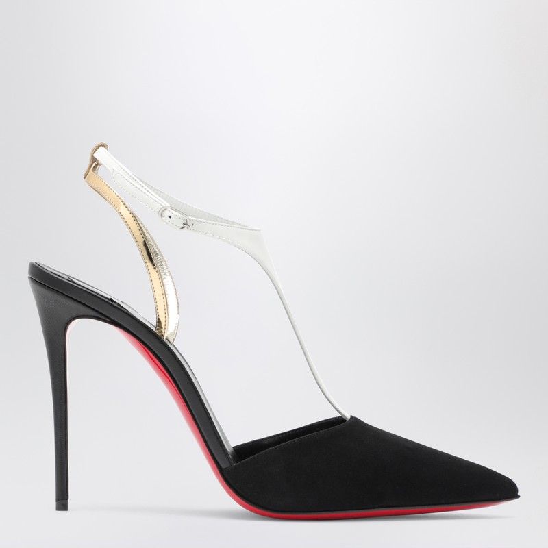 CHRISTIAN LOUBOUTIN  NAPPA LEATHER AND SUEDE BLACK/WHITE ATHINA PUMP