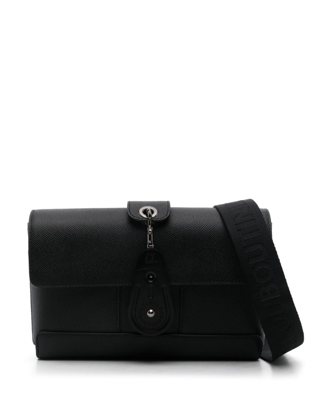 CHRISTIAN LOUBOUTIN Pebbled Leather Foldover Handbag with Detachable Strap